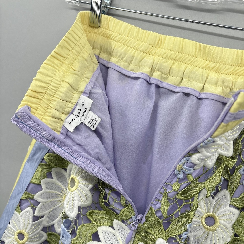 Current Air Skirt Womens Small Multicolor Floral Lace Embroidered Midi Lined - Picture 7 of 11